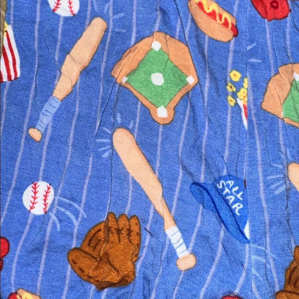 Little Sleepies Blue Baseball Print Pajama Set with Red Trim - Picture 3 of 3